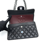 CHANEL SMALL CLASSIC DOUBLE FLAP BAG LAMBSKIN BLACK SHW (MICROCHIP)