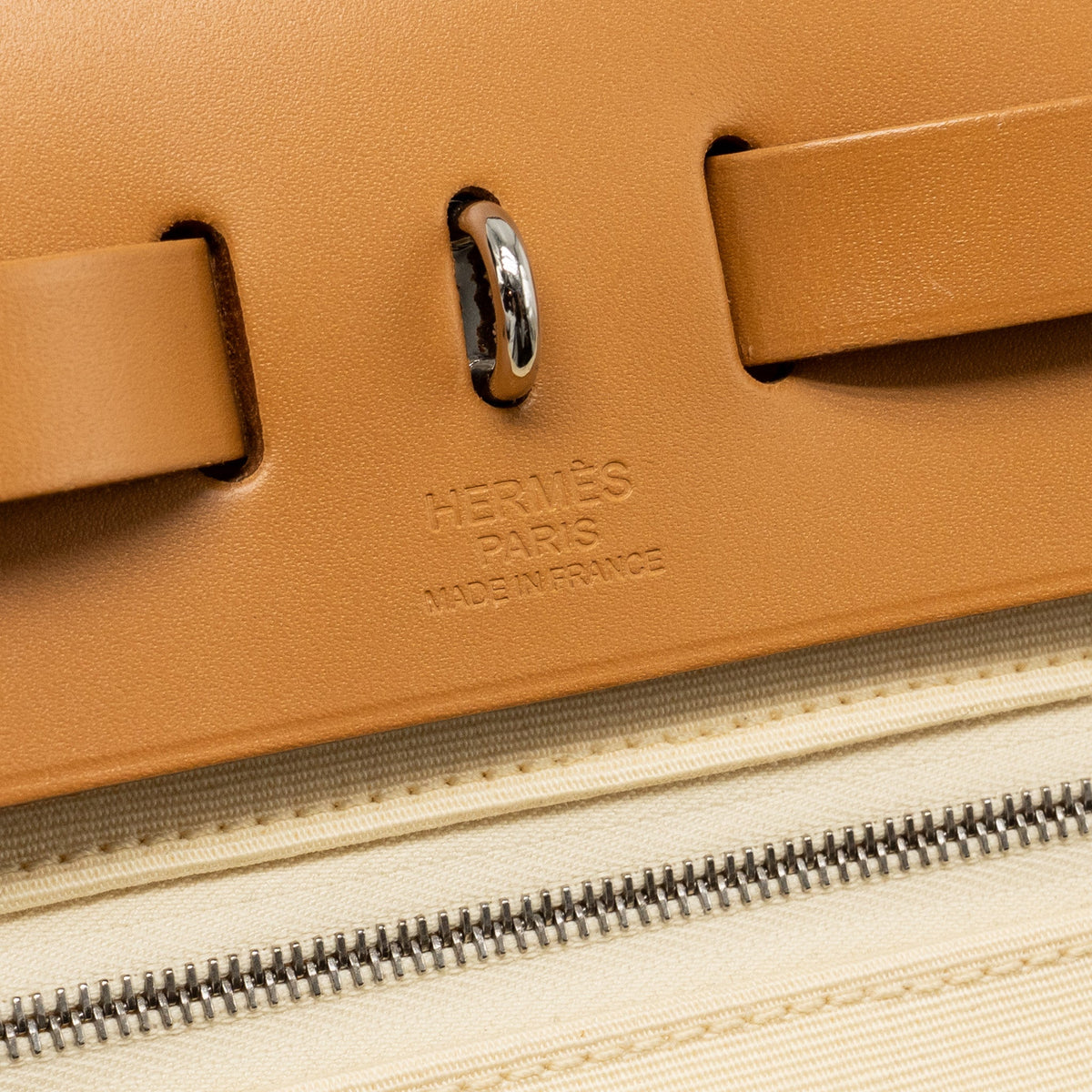 Hermes Herbag 31 Zip Bag Canvas/Hunter Leather Vanille/Naturel-Sable SHW