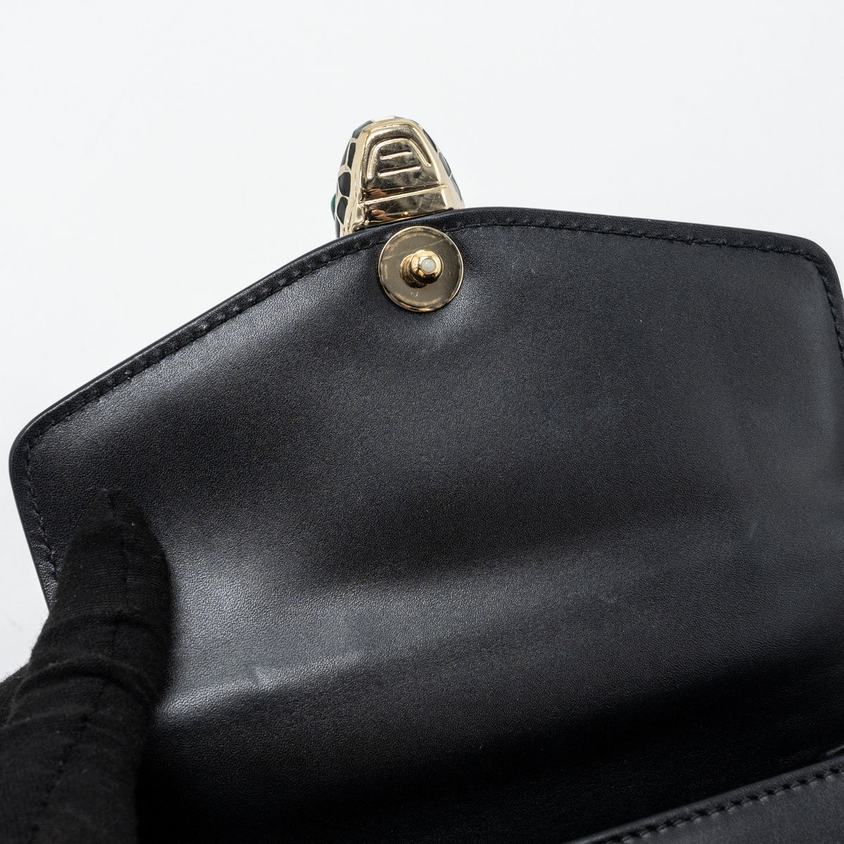BVLGARI SERPENTI FOREVER TOP HANDLE CROSSBODY BAG LEATHER BLACK LGHW