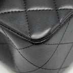 CHANEL SMALL CLASSIC DOUBLE FLAP BAG LAMBSKIN BLACK GHW(MICROCHIP)