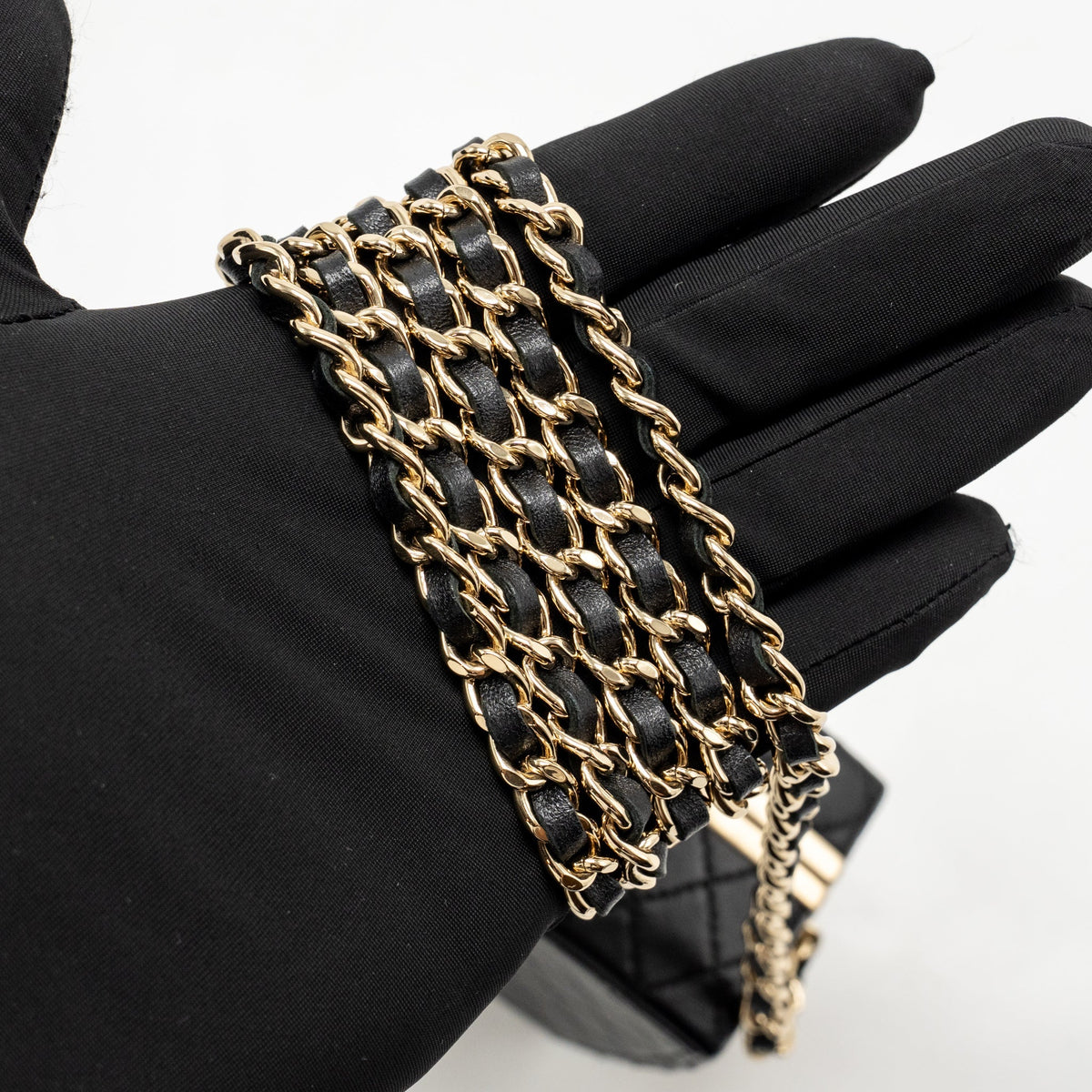 Chanel Mirror Finish Box Clutch with Chain Black Lambskin Black LGHW