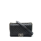 CHANEL MEDIUM BOY BAG CALFSKIN BLACK RUTHENIUM/BLACK HARDWARE
