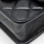 CHANEL 22K MINI FLAP BAG WITH TOP HANDLE CAVIAR BLACK GHW (MICROCHIP)