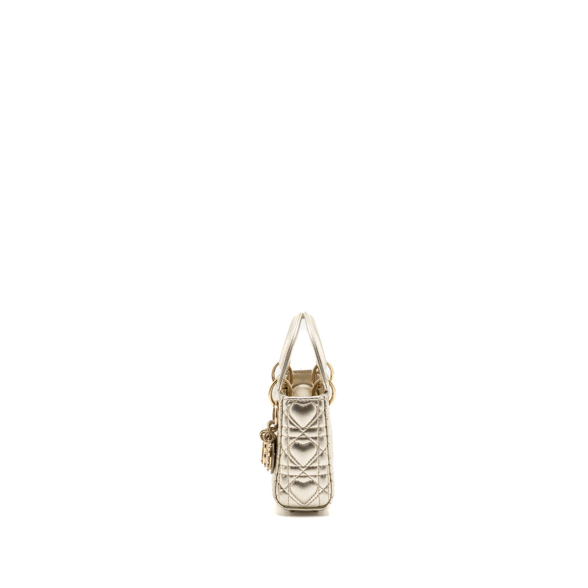 Dior Micro Lady Dior Limited Edition Heart Motif Cannage Lambskin Metallic Gold LGHW
