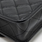 CHANEL 22K MINI FLAP BAG WITH TOP HANDLE CAVIAR BLACK GHW (MICROCHIP)