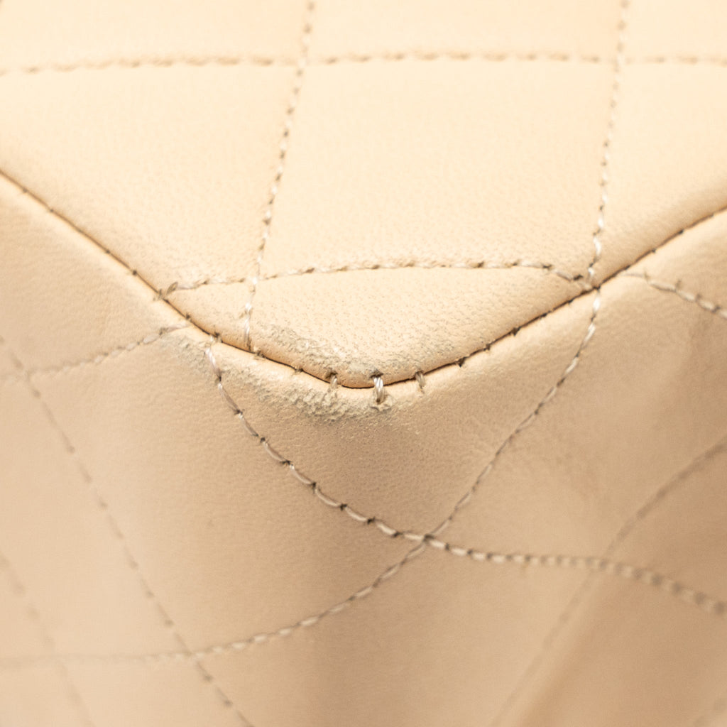 CHANEL MEDIUM DOUBLE FLAP BAG LAMBSKIN BEIGE GHW