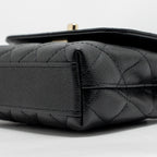 CHANEL COCO HANDLE CLUTCH WITH CHAIN CAVIAR BLACK LGHW (MICROCHIP)