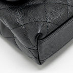 CHANEL COCO HANDLE CLUTCH WITH CHAIN CAVIAR BLACK LGHW (MICROCHIP)