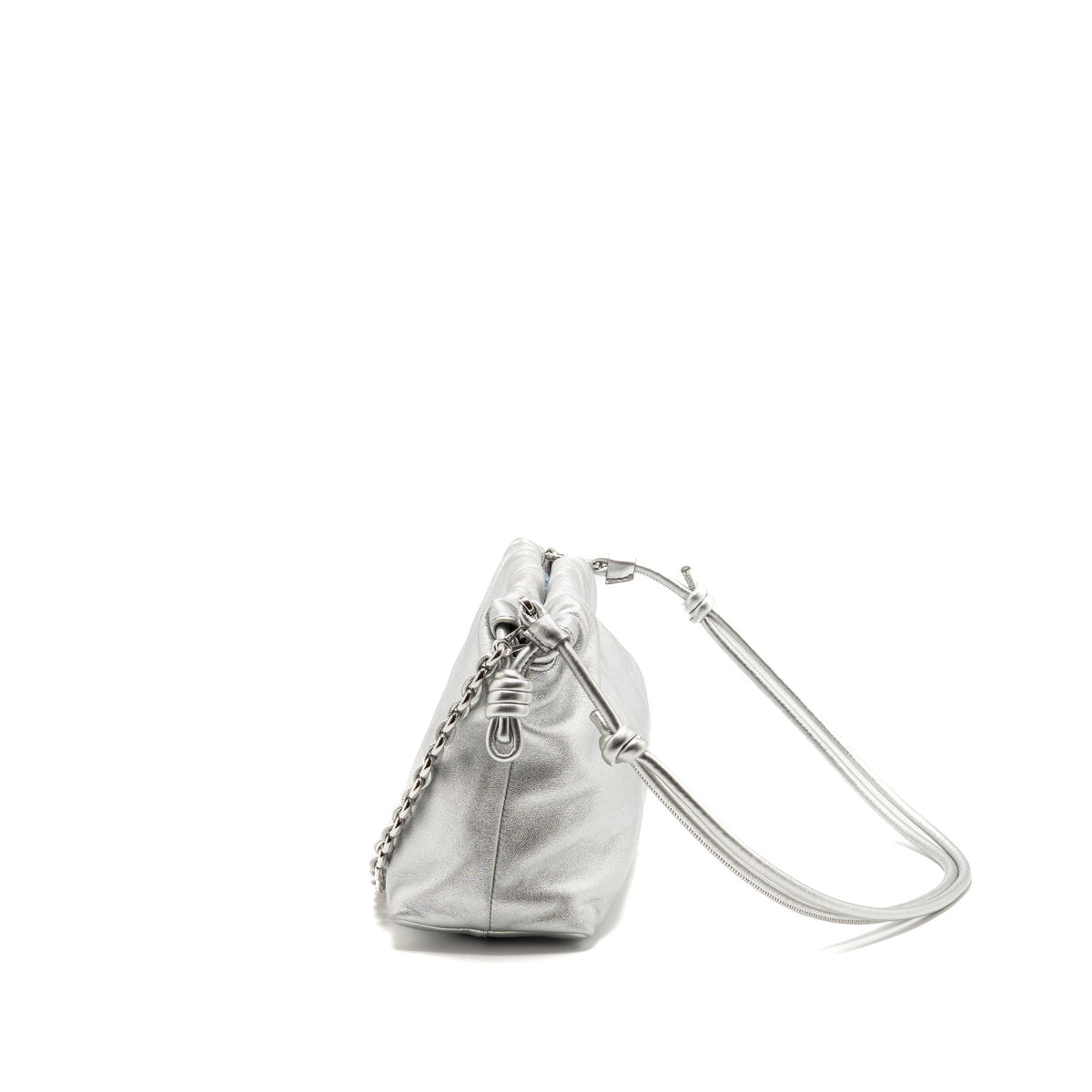 Loewe Medium Flamenco Purse Laminated Lambskin Silver SHW