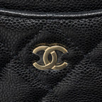 CHANEL SQUARE ZIPPER POUCH CARD HOLDER CAVIAR BLACK LGHW (MICROCHIP)