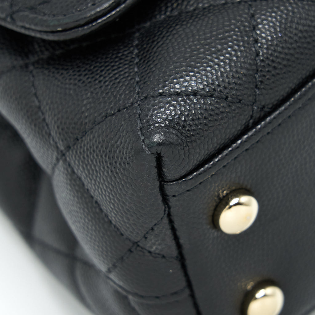 CHANEL MINI COCO HANDLE 20CM CAVIAR BLACK LGHW (MICROCHIP)