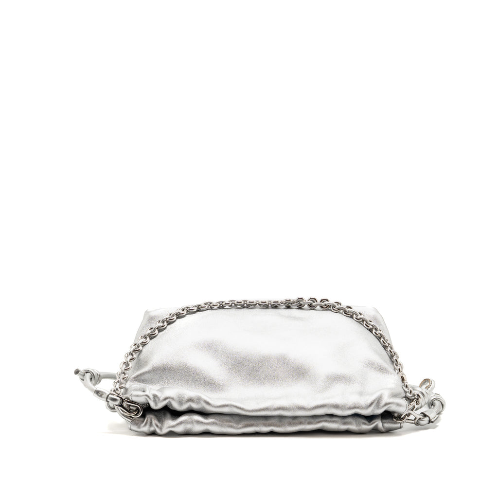 Loewe Medium Flamenco Purse Laminated Lambskin Silver SHW