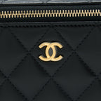 CHANEL 22A PEARL CRUSH LONG VANITY WITH CHAIN LAMBSKIN BLACK GHW