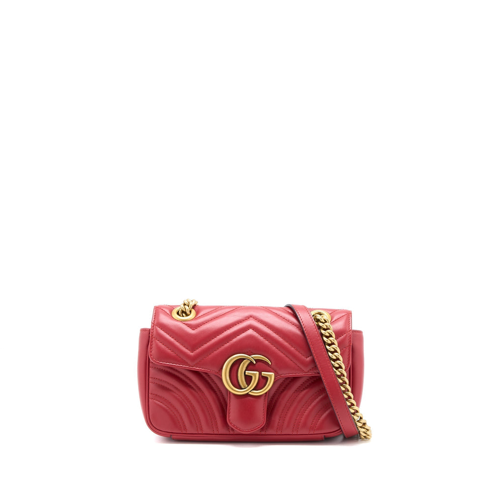 GUCCI MINI MARMONT CALFSKIN RED GHW