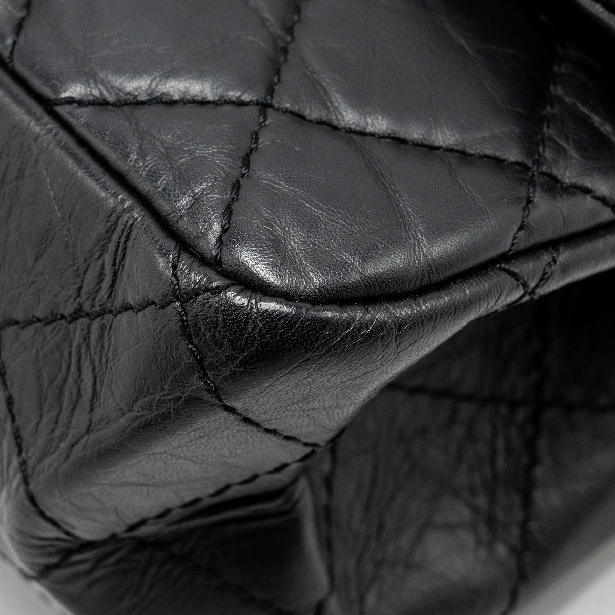 CHANEL 2.55 227 REISSUE FLAP BAG AGED CALFSKIN BLACK RUTHENIUM HARDWARE