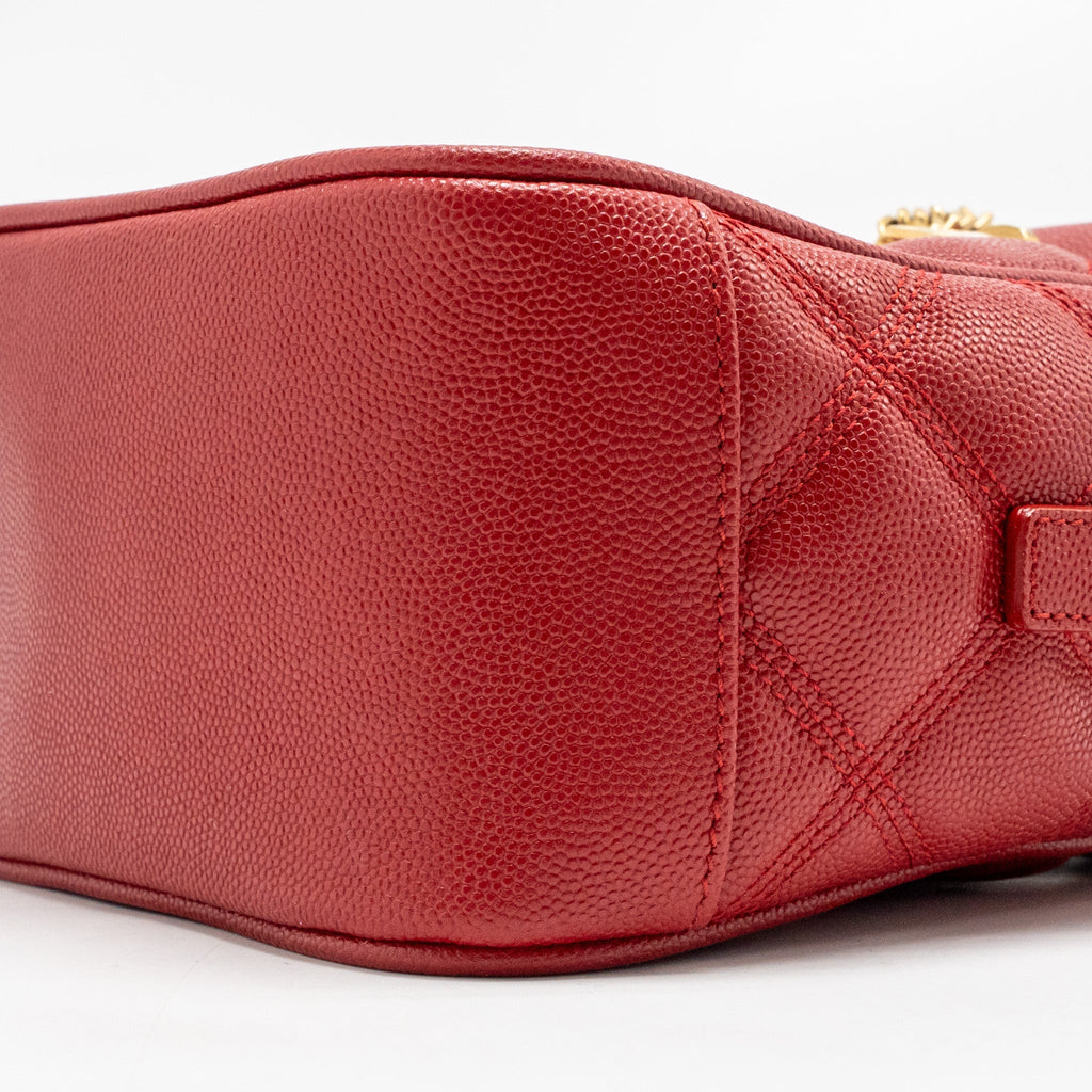 Saint laurent/YSL Paris 80’s quilted vanity crossbody bag calfskin red GHW