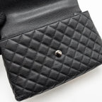 CHANEL MEDIUM COCO HANDLE FLAP BAG LIZARD EMBOSSED HANDLE CAVIAR BLACK RUTHENIUM HARDWARE