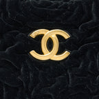 CHANEL MINI BOSTON BAG WITH CHAIN CAMELLIA VELVET BLACK GHW (MICROCHIP)