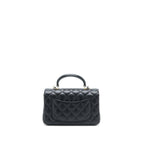 CHANEL TOP HANDLE MINI RECTANGULAR FLAP BAG LAMBSKIN BLACK LGHW (MICROCHIP)