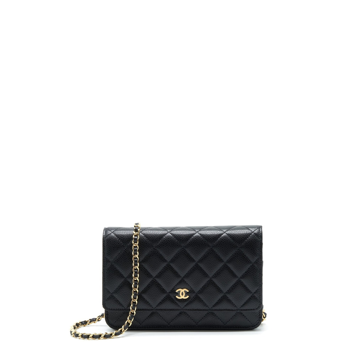 CHANEL CLASSIC WALLET ON CHAIN CAVIAR BLACK LGHW (MICROCHIP)