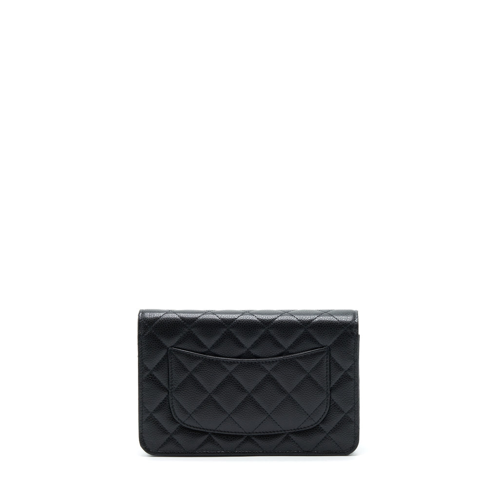 CHANEL CLASSIC WALLET ON CHAIN CAVIAR BLACK LGHW (MICROCHIP)