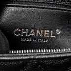 CHANEL MEDIUM COCO HANDLE FLAP BAG LIZARD EMBOSSED HANDLE CAVIAR BLACK RUTHENIUM HARDWARE