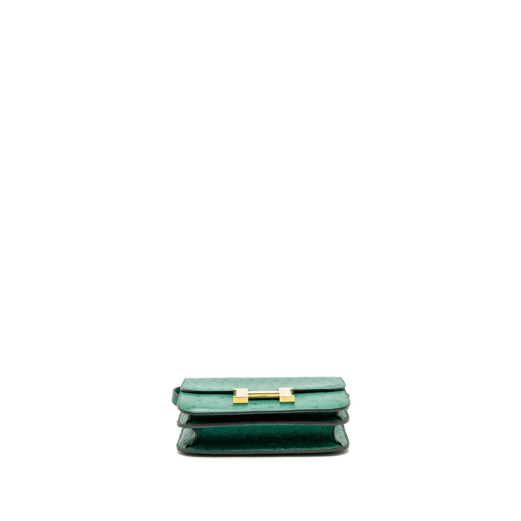 Hermes Mini Constance Ostrich Vert Vertigo GHW