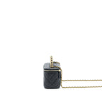 CHANEL TOP TWIST CHAIN HANDLE LONG VANITY WITH CHAIN LAMBSKIN BLACK BRUSHED GHW (MICROCHIP)