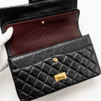 CHANEL SMALL 2.55 REISSUE DOUBLE FLAP BAG AGE CALFSKIN BLACK GHW