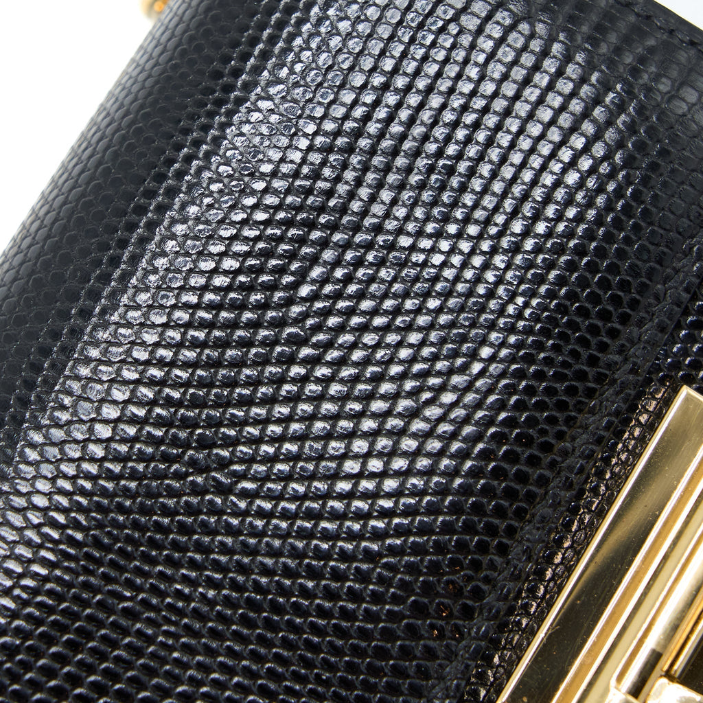 Hermes Mini Verrou Lizard Black GHW