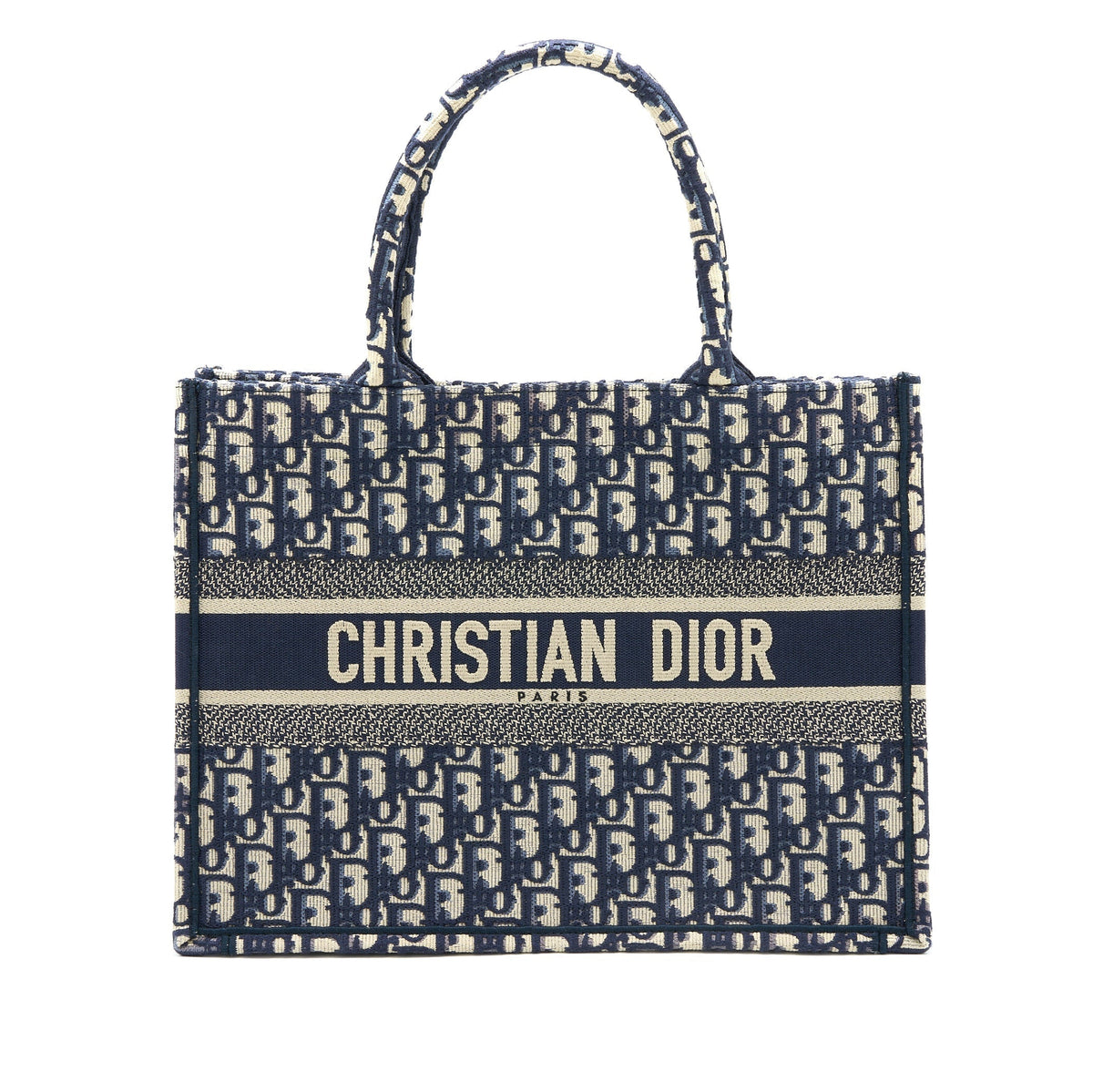 DIOR MEDIUM BOOK TOTE BLUE OBLIQUE EMBROIDERY