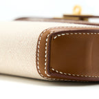 Hermes Pochette Kelly Depeches 25 Canvas and Barenia, Ecru/ Beige / Fauve GHW