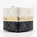 Chanel Micro Box Square Bag Lambskin Black/White LGHW (Microchip)
