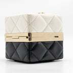 Chanel Micro Box Square Bag Lambskin Black/White LGHW (Microchip)