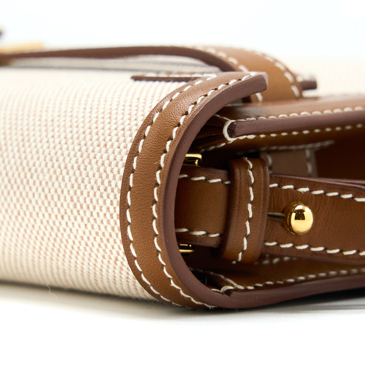 Hermes Pochette Kelly Depeches 25 Canvas and Barenia, Ecru/ Beige / Fauve GHW