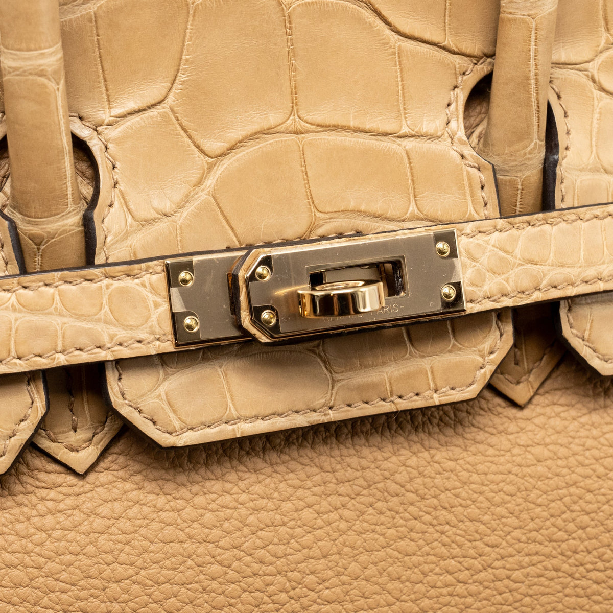 Hermes Birkin 25 Touch Togo/Alligator Mississippiensis Mat Chai LGHW