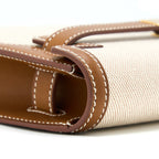 Hermes Pochette Kelly Depeches 25 Canvas and Barenia, Ecru/ Beige / Fauve GHW