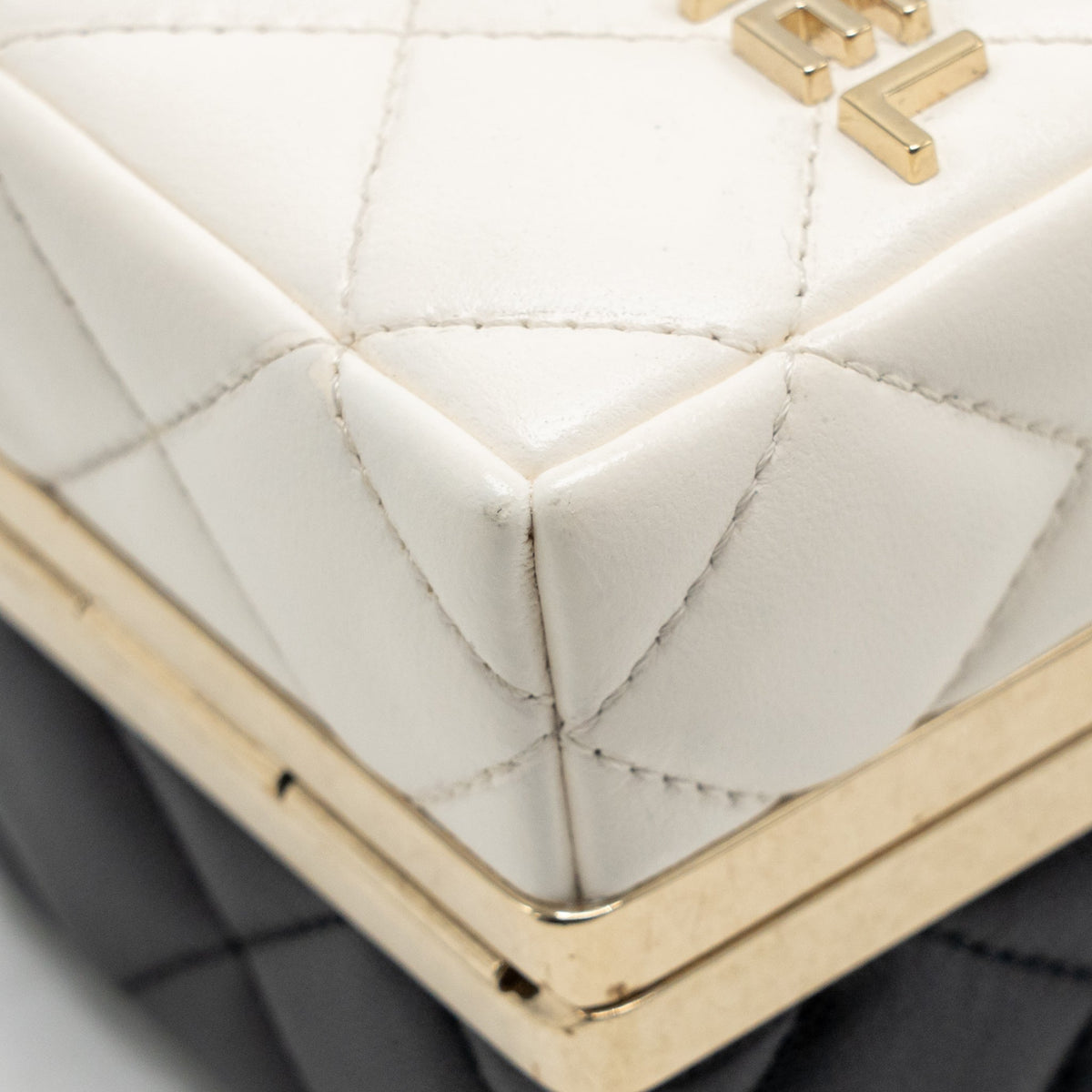 Chanel Micro Box Square Bag Lambskin Black/White LGHW (Microchip)