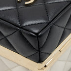 Chanel Micro Box Square Bag Lambskin Black/White LGHW (Microchip)