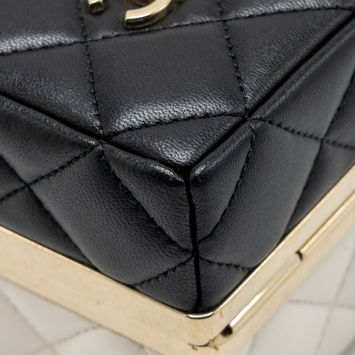 Chanel Micro Box Square Bag Lambskin Black/White LGHW (Microchip)