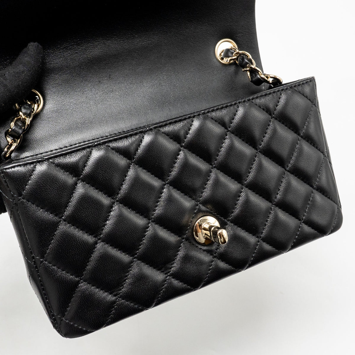 CHANEL MINI RECTANGULAR FLAP BAG LAMBSKIN BLACK LGHW (MICROCHIP)