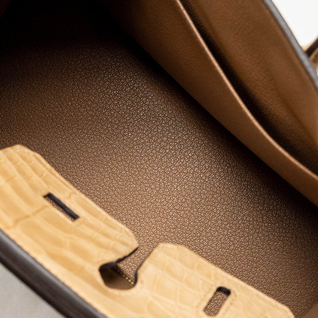 Hermes Birkin 25 Touch Togo/Alligator Mississippiensis Mat Chai LGHW