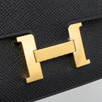 HERMES CONSTANCE SLIM WALLET EPSOM BLACK GHW