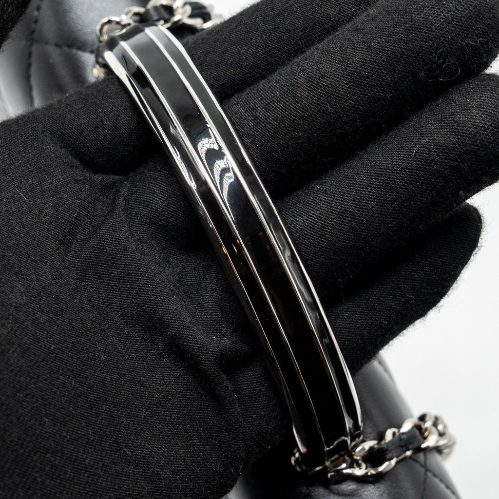 CHANEL TOP HANDLE MINI WALLET ON CHAIN FLAP BAG LAMBSKIN BLACK SHW (MICROCHIP)