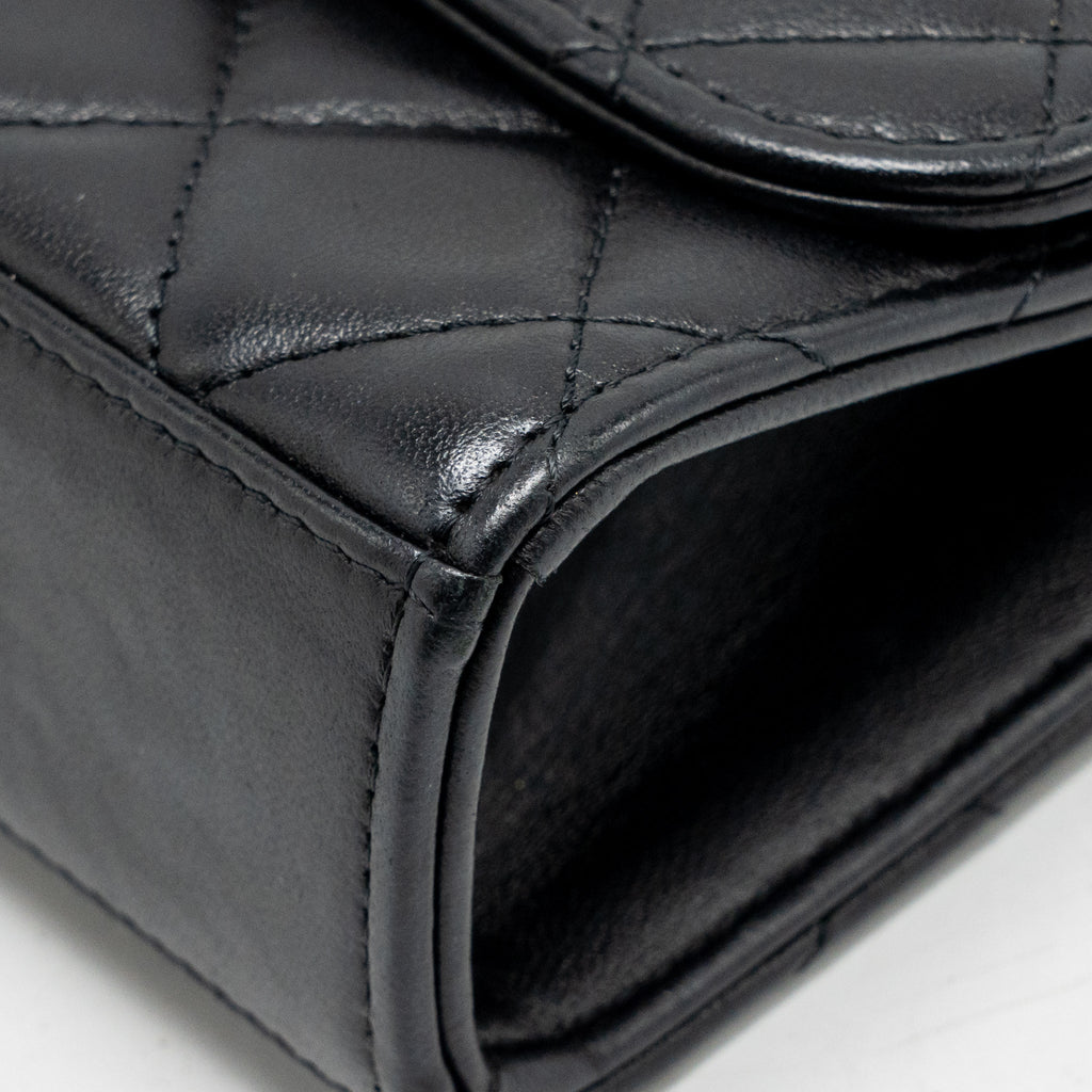 Chanel Mini Trendy CC Clutch with Chain Lambskin Black LGHW (Microchip)