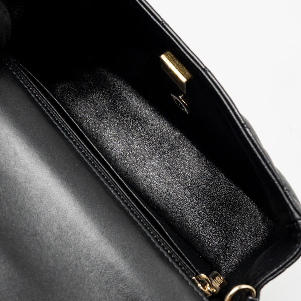 CHANEL MINI RECTANGULAR FLAP BAG LAMBSKIN BLACK LGHW (MICROCHIP)