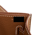 Hermes Pochette Kelly Depeches 25 Canvas and Barenia, Ecru/ Beige / Fauve GHW