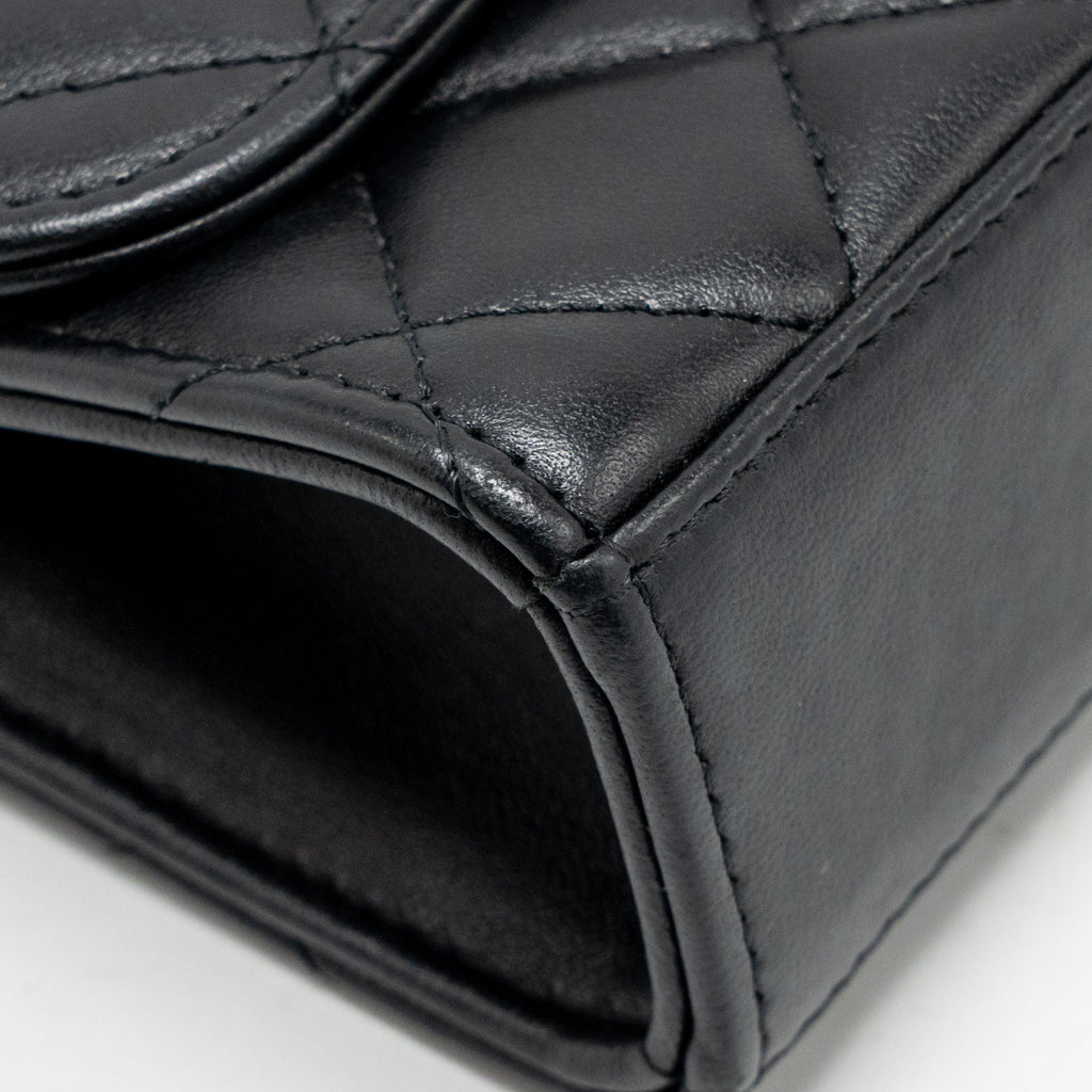 Chanel Mini Trendy CC Clutch with Chain Lambskin Black LGHW (Microchip)