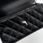 CHANEL TOP HANDLE MINI WALLET ON CHAIN FLAP BAG LAMBSKIN BLACK SHW (MICROCHIP)