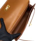 Hermes Pochette Kelly Depeches 25 Canvas and Barenia, Ecru/ Beige / Fauve GHW